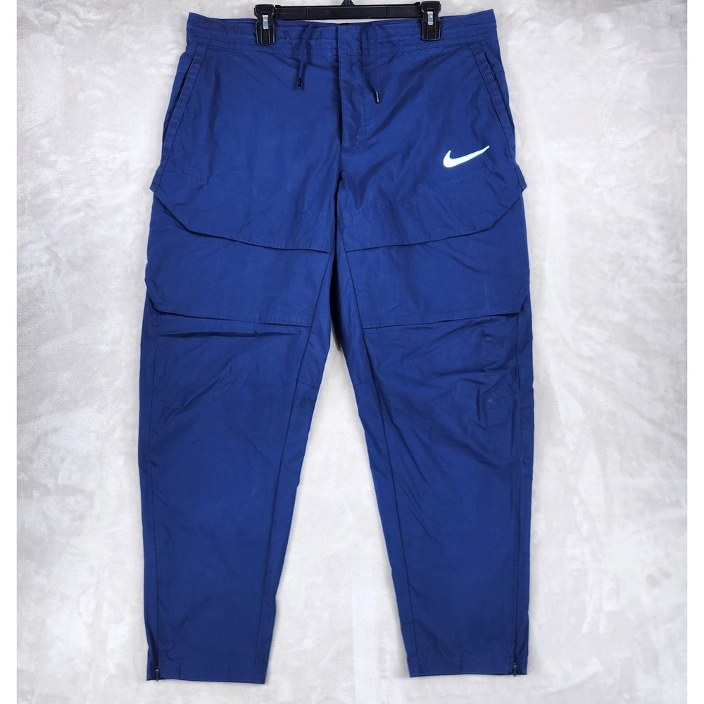 Nike Tech Pack Pants Mens 38x30 Blue Track Zip Cuff Woven DO6380-492